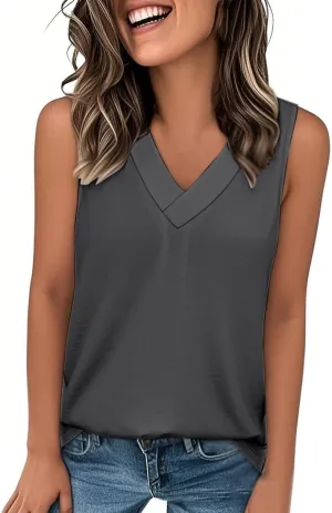 Tank Tops for Women Summer V Neck T-Shirts Dressy Casual Sleeveless Comfy Tshirt Loose Fashion 2025