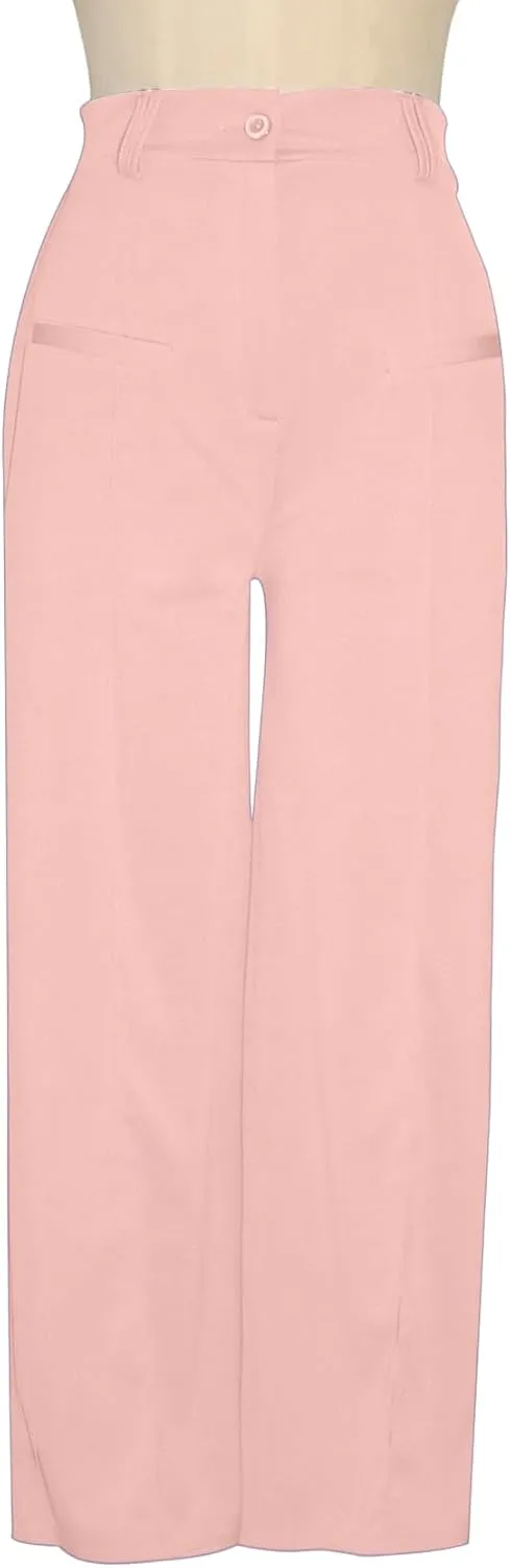 Tcremisa Women's Dressy Wide Leg Long Palazzo Pants Casual Straight Legs Loose High Waist Trousers(No Belt)