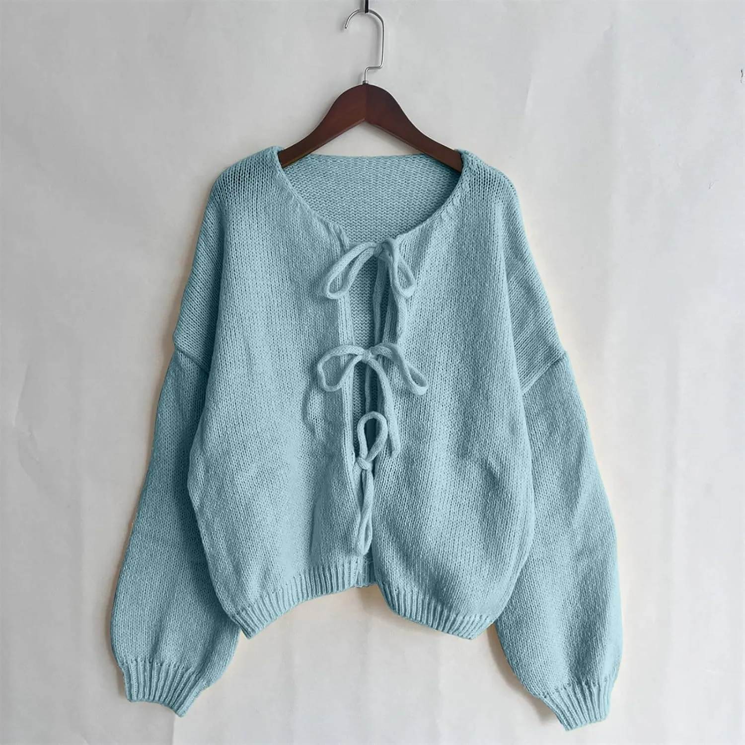 Tie Front Cardigan Womens Open Front Sweaters Y2K Cable Knit Lightweight Long Sleeve Tops Dressy Fall Outfits