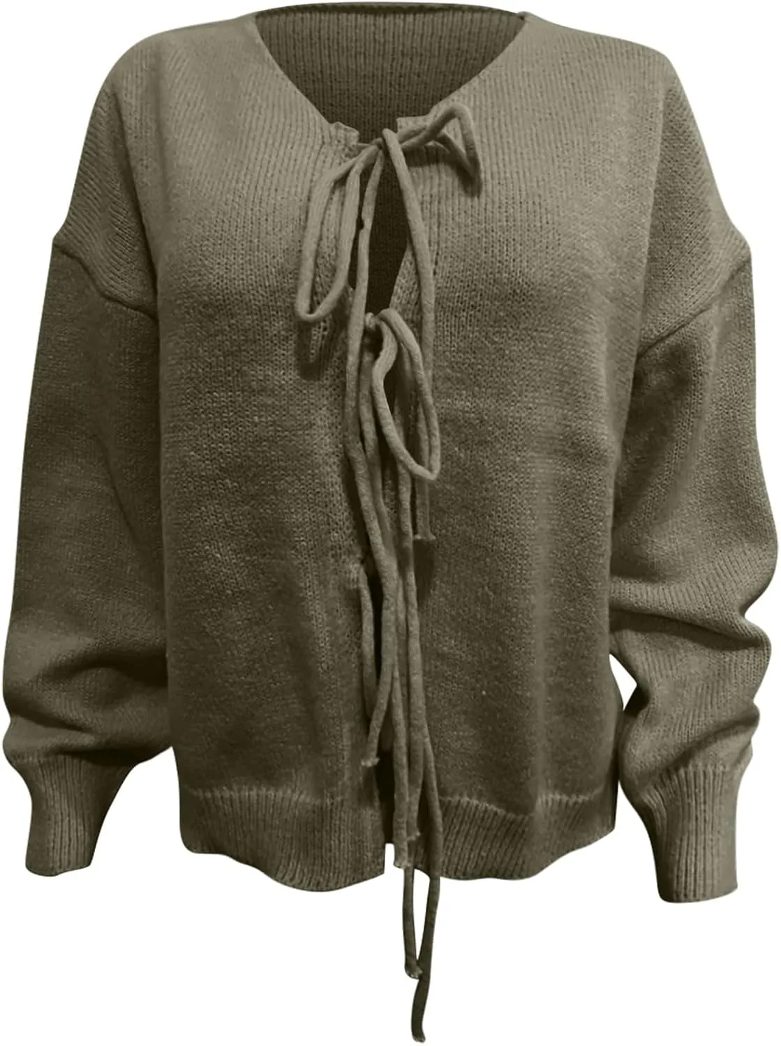 Tie Front Cardigan Womens Open Front Sweaters Y2K Cable Knit Lightweight Long Sleeve Tops Dressy Fall Outfits