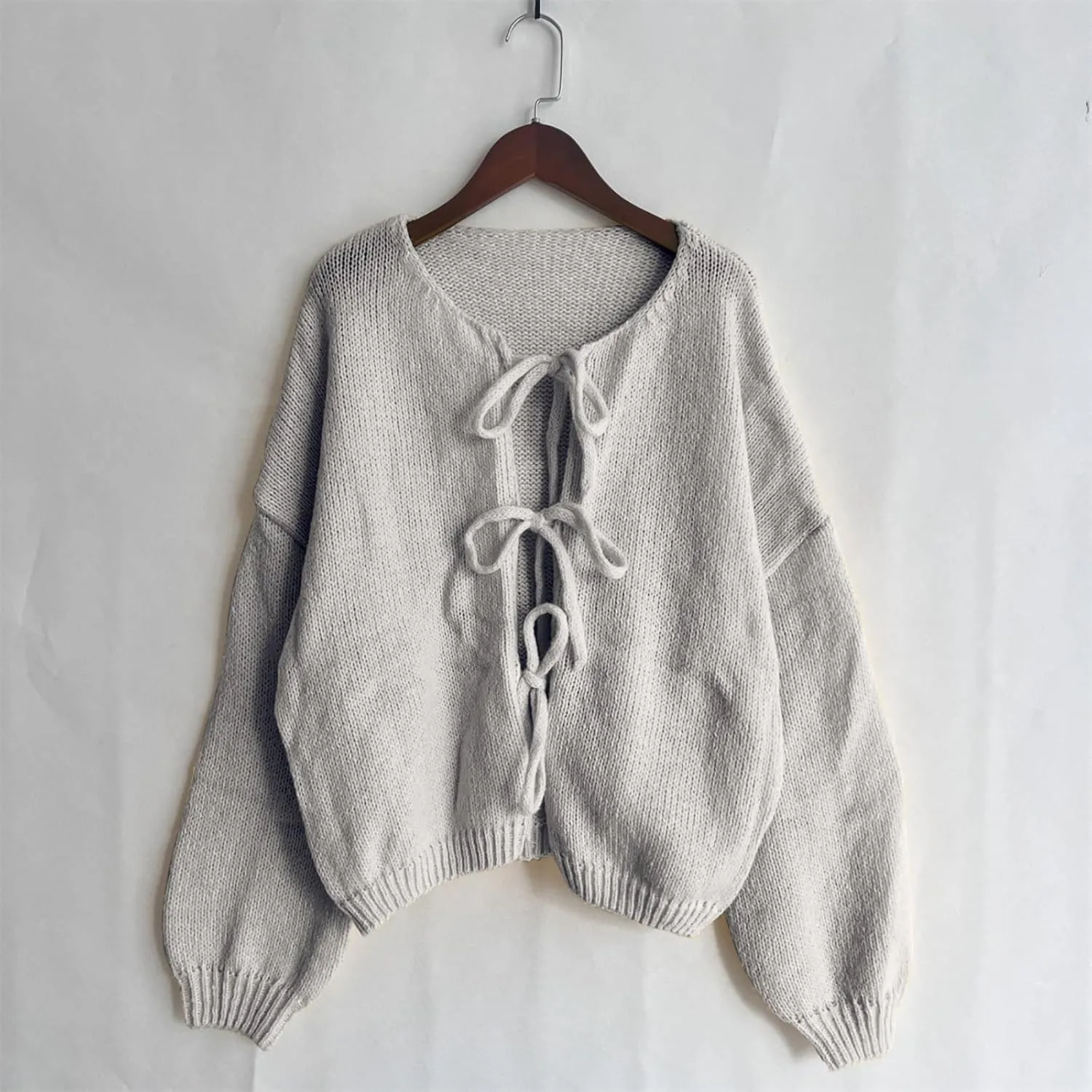 Tie Front Cardigan Womens Open Front Sweaters Y2K Cable Knit Lightweight Long Sleeve Tops Dressy Fall Outfits