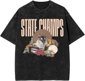 Tshirt Men Vintage Music Graphic Oversize Washed Streetwear Tee Tops