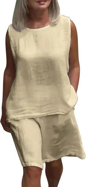 Two Piece Shorts Sets for Women Casual Plus Size Workout Sweatsuits Summer Sleeveless Tank Tops and Short Loungewear