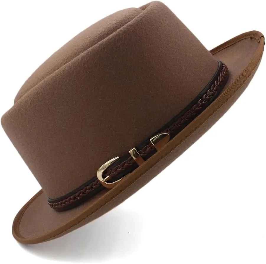 Unixex Adult Men Women Classical Pork Pie Hats Retro Fedora Trilby Sunhats Street Style Caps Party Travel Size 7 1/8-7 3/8
