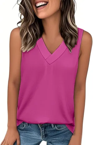 V Neck Tank Tops Women Casual Sleeveless Loose Fit Basic Fashion 2025 Summer Shirts