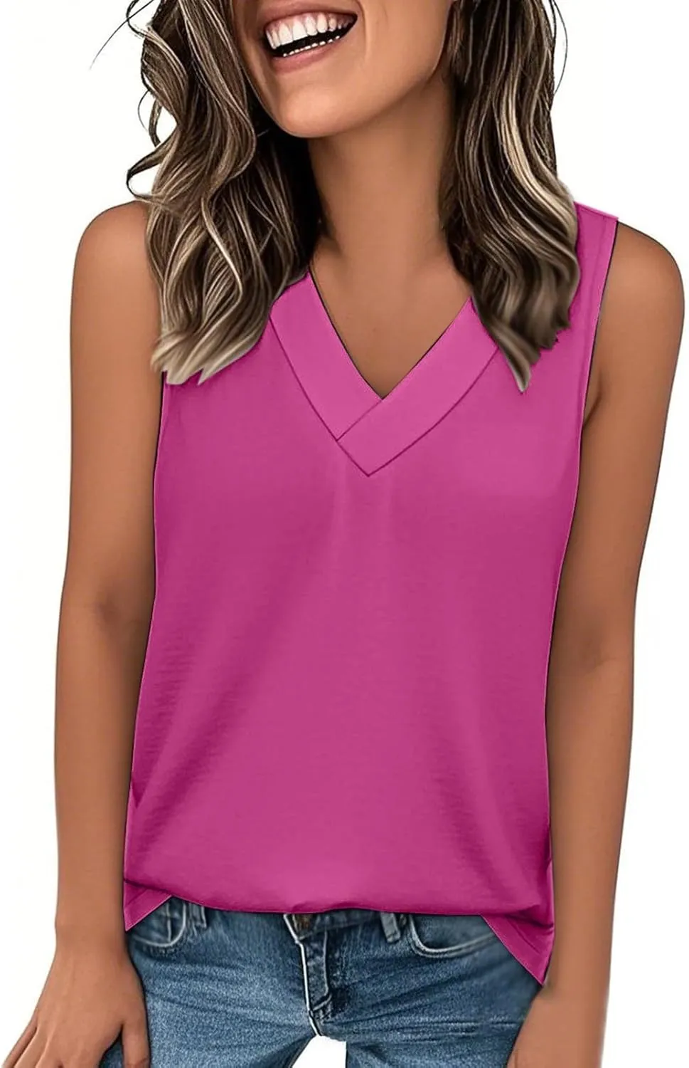 V Neck Tank Tops Women Casual Sleeveless Loose Fit Basic Fashion 2025 Summer Shirts