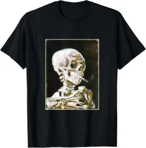 Van Gogh Skeleton Skull Vintage Streetwear Art Painting T-Shirt