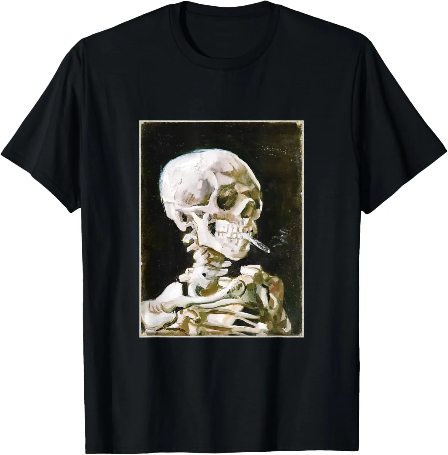 Van Gogh Skeleton Skull Vintage Streetwear Art Painting T-Shirt