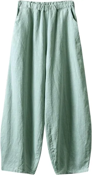 Vintage Wide Leg Work Cotton Spring Fashion Trends Lightweight WomenS Casual Pants Loose Fit Boho Pants Petite Linen
