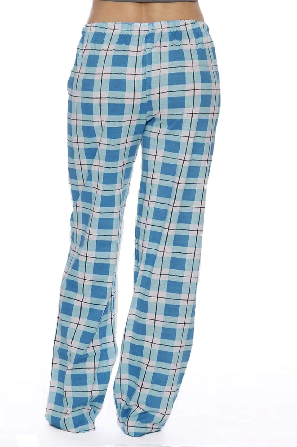 Wide Leg Pants for Women Plaid Mid Rise Elastic Waist Trousers Loose Casual Gingham Straight Palazzo Loungewear Pants