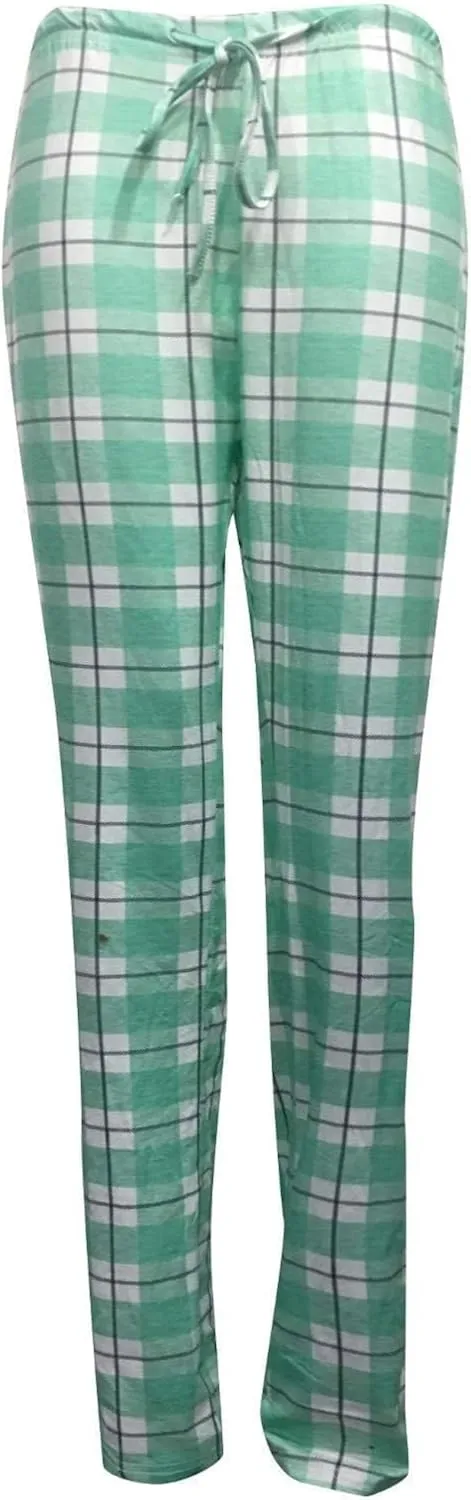 Wide Leg Pants for Women Plaid Mid Rise Elastic Waist Trousers Loose Casual Gingham Straight Palazzo Loungewear Pants