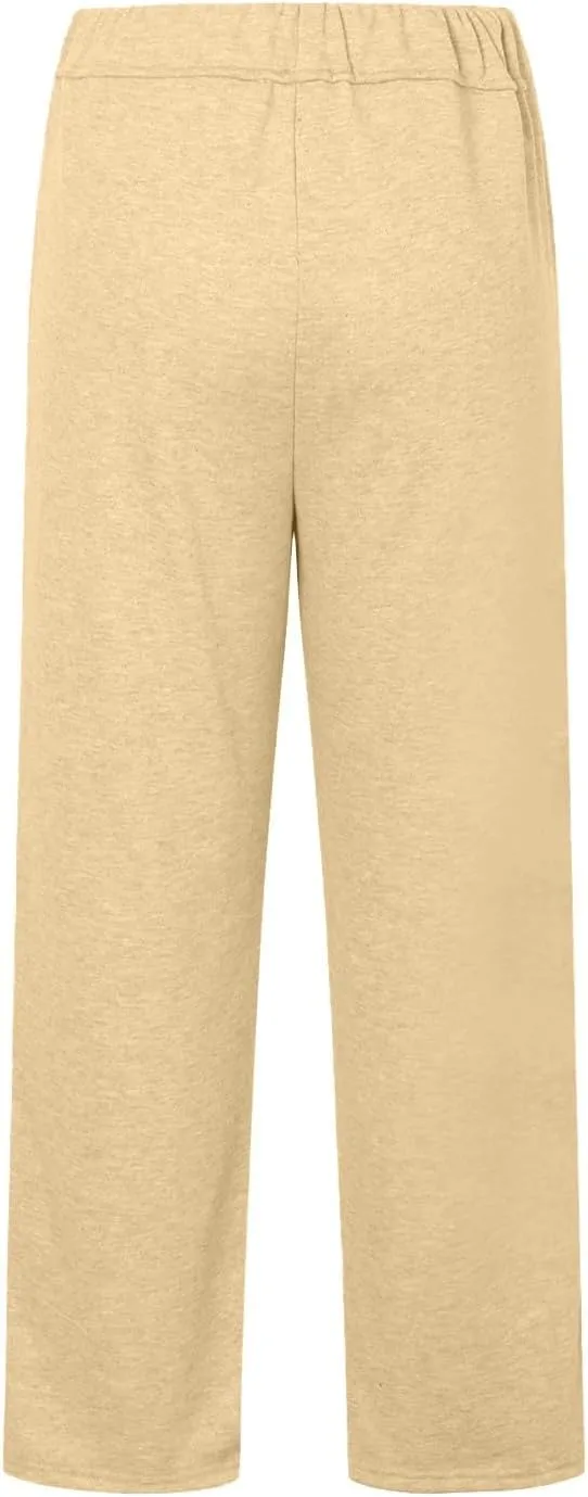 Wide Leg Sweatpants Women Y2k Baggy High Waisted Fleece Lined Joggers Casual Comfy Solid Sweat Pants with Pockets
