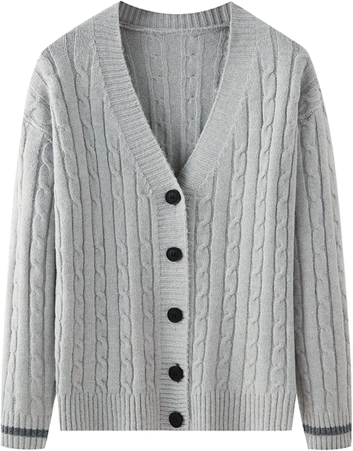Winter Cardigan for Men Long Sleeve V Neck Button Down Knitted Jackets Slim Fit Casual Soft Comfy Warm Open Front Sweaters