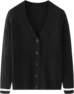 Winter Cardigan for Men Long Sleeve V Neck Button Down Knitted Jackets Slim Fit Casual Soft Comfy Warm Open Front Sweaters