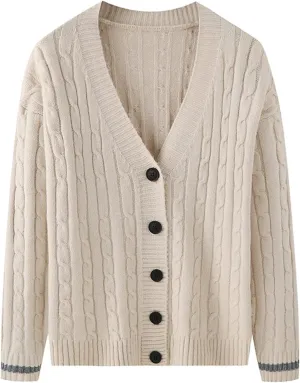 Winter Cardigan for Men Long Sleeve V Neck Button Down Knitted Jackets Slim Fit Casual Soft Comfy Warm Open Front Sweaters