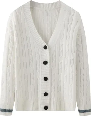 Winter Cardigan for Men Long Sleeve V Neck Button Down Knitted Jackets Slim Fit Casual Soft Comfy Warm Open Front Sweaters