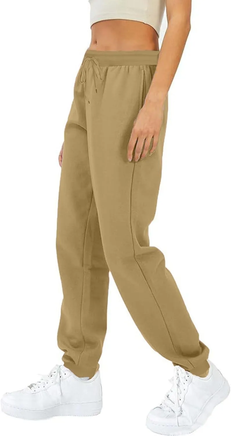 Women Casual Jogger Pants Sherpa Fleece Lined Pants Drawstring High Waist Trousers Workout Joggers Thick Sweatpants