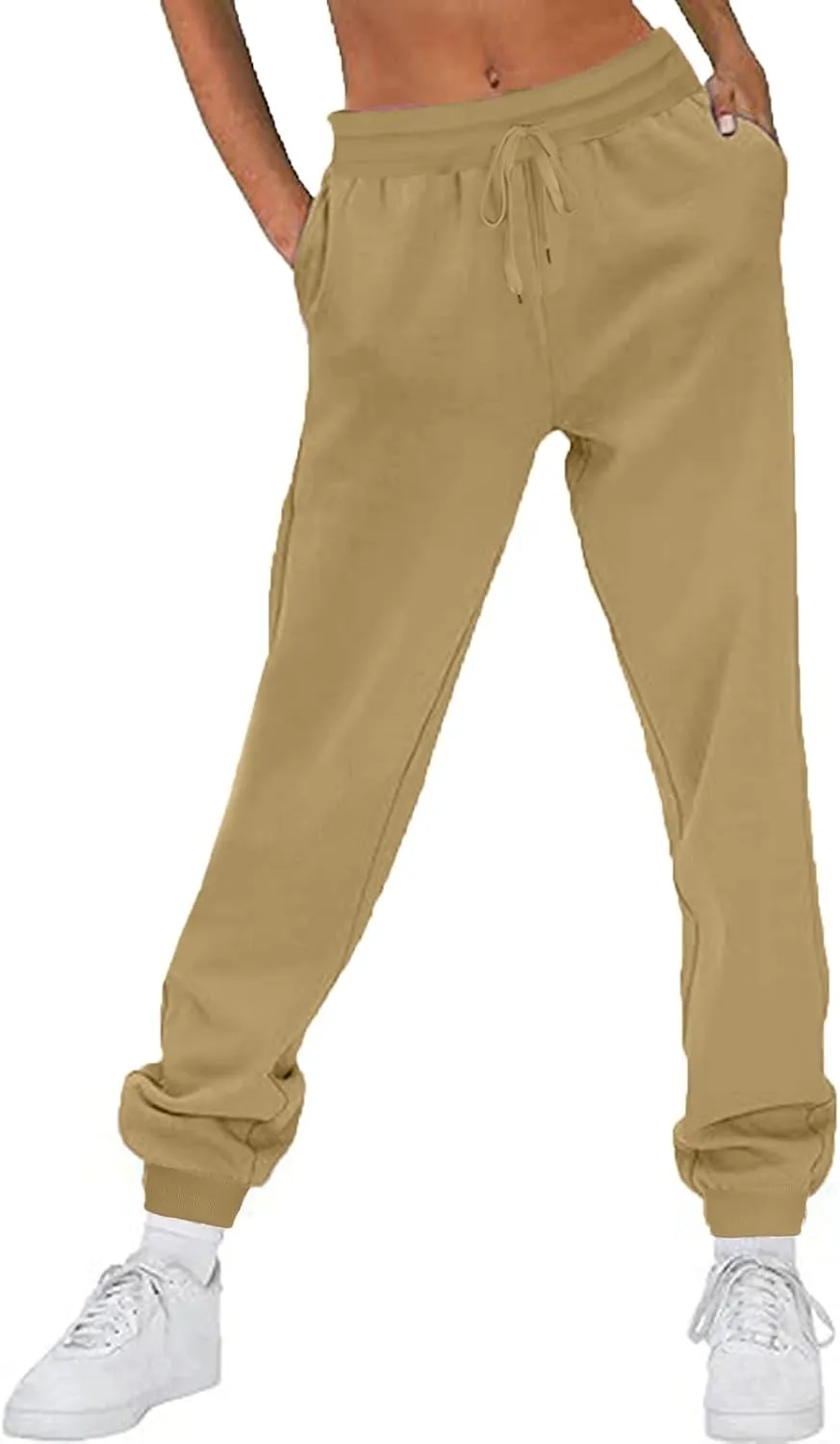 Women Casual Jogger Pants Sherpa Fleece Lined Pants Drawstring High Waist Trousers Workout Joggers Thick Sweatpants