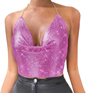 Women Chain Sexy Clothes Beading Tassel Sleeveless Backless Crop Top Club Vintage Tank Tops Wardrobe Women