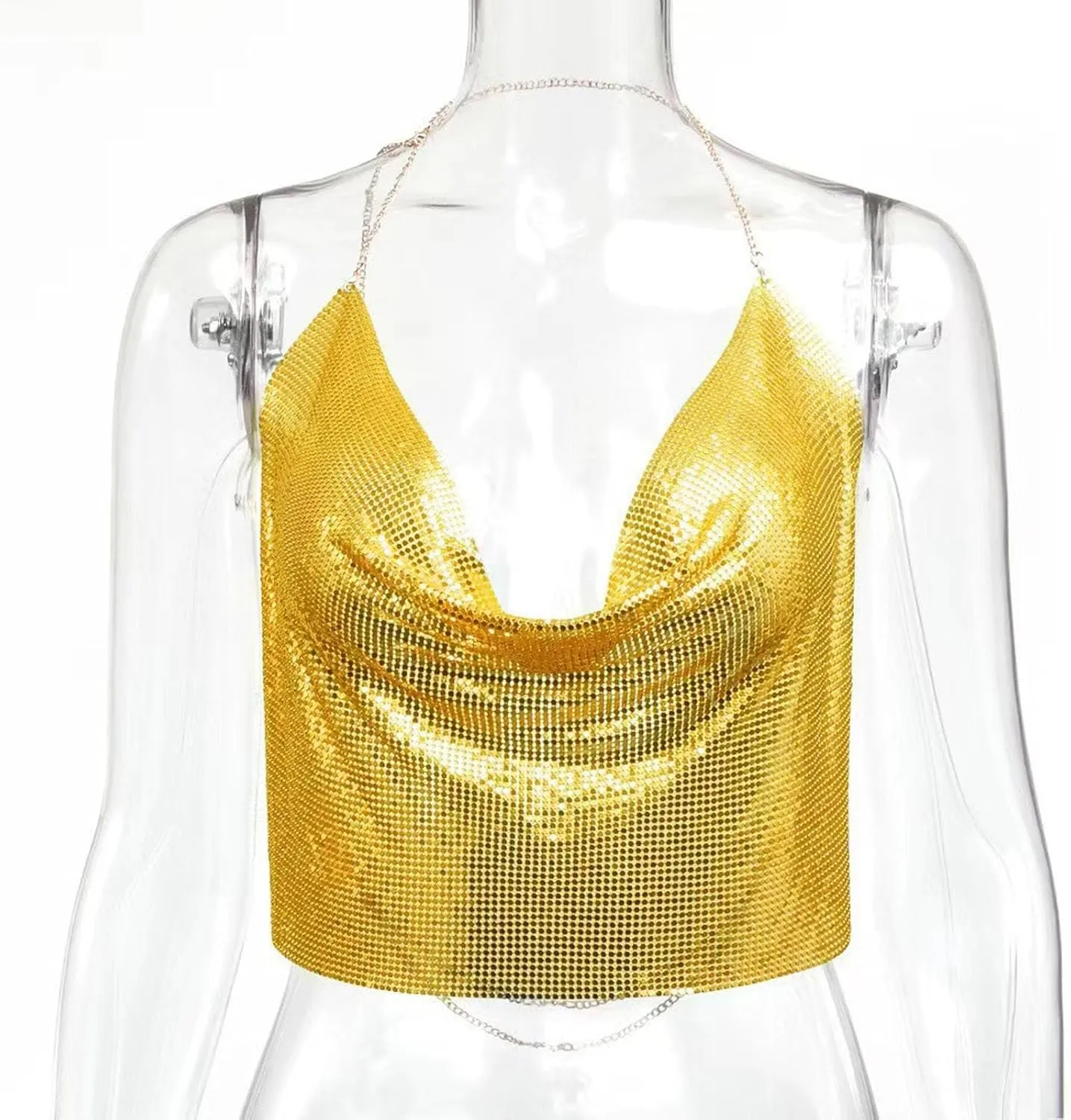 Women Chain Sexy Clothes Beading Tassel Sleeveless Backless Crop Top Club Vintage Tank Tops Wardrobe Women