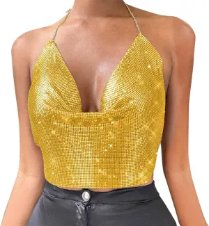 Women Chain Sexy Clothes Beading Tassel Sleeveless Backless Crop Top Club Vintage Tank Tops Wardrobe Women