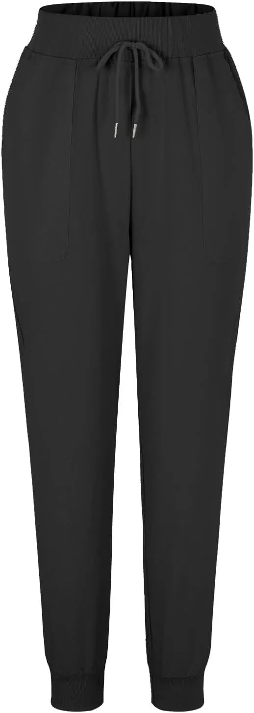 Women Cotton Linen Tapered Pants Drawstring Elastic High Waist Trousers Casual Summer Plus Size Joggers with Pockets
