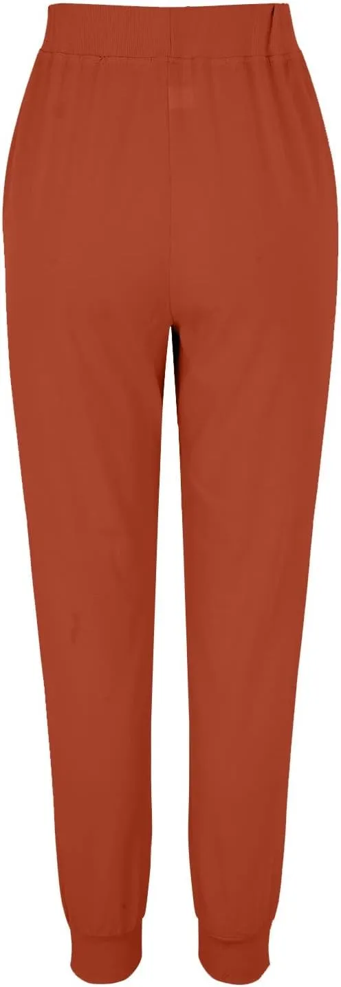 Women Cotton Linen Tapered Pants Drawstring Elastic High Waist Trousers Casual Summer Plus Size Joggers with Pockets