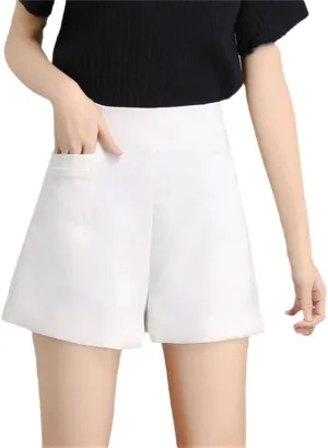 Women High Waisted Chiffon Shorts Female Korean Style Loose A-Line Shorts Elegant Zipper Fly Shorts