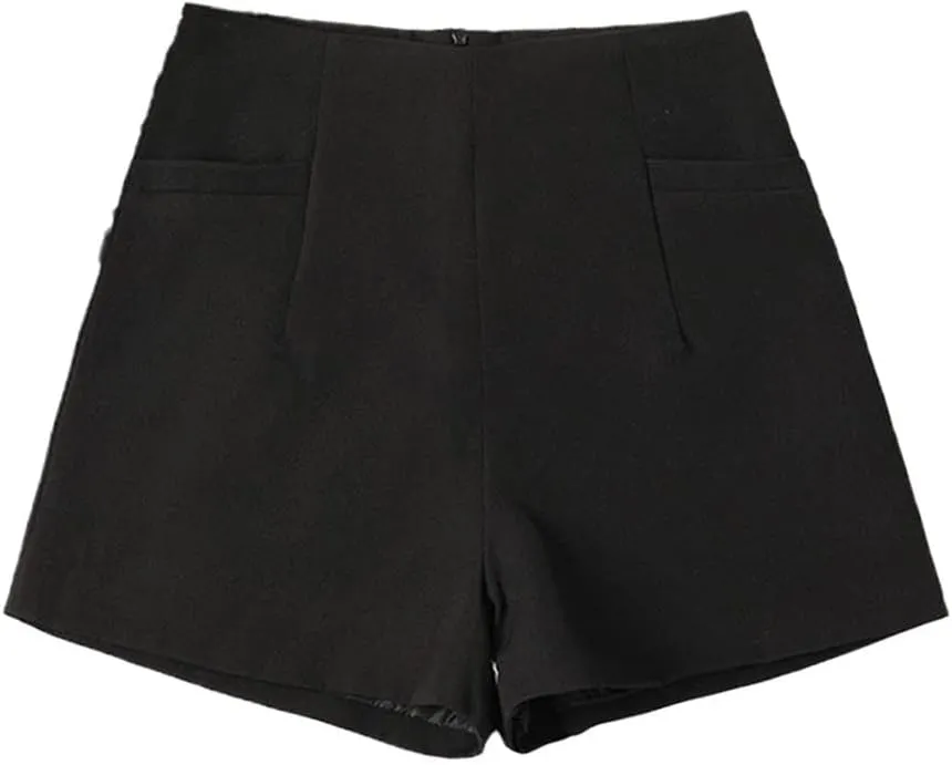 Women High Waisted Chiffon Shorts Female Korean Style Loose A-Line Shorts Elegant Zipper Fly Shorts