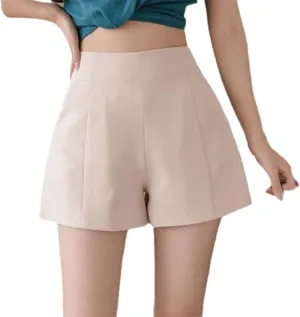 Women High Waisted Chiffon Shorts Female Korean Style Loose A-Line Shorts Elegant Zipper Fly Shorts