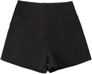 Women High Waisted Chiffon Shorts Female Korean Style Loose A-Line Shorts Elegant Zipper Fly Shorts