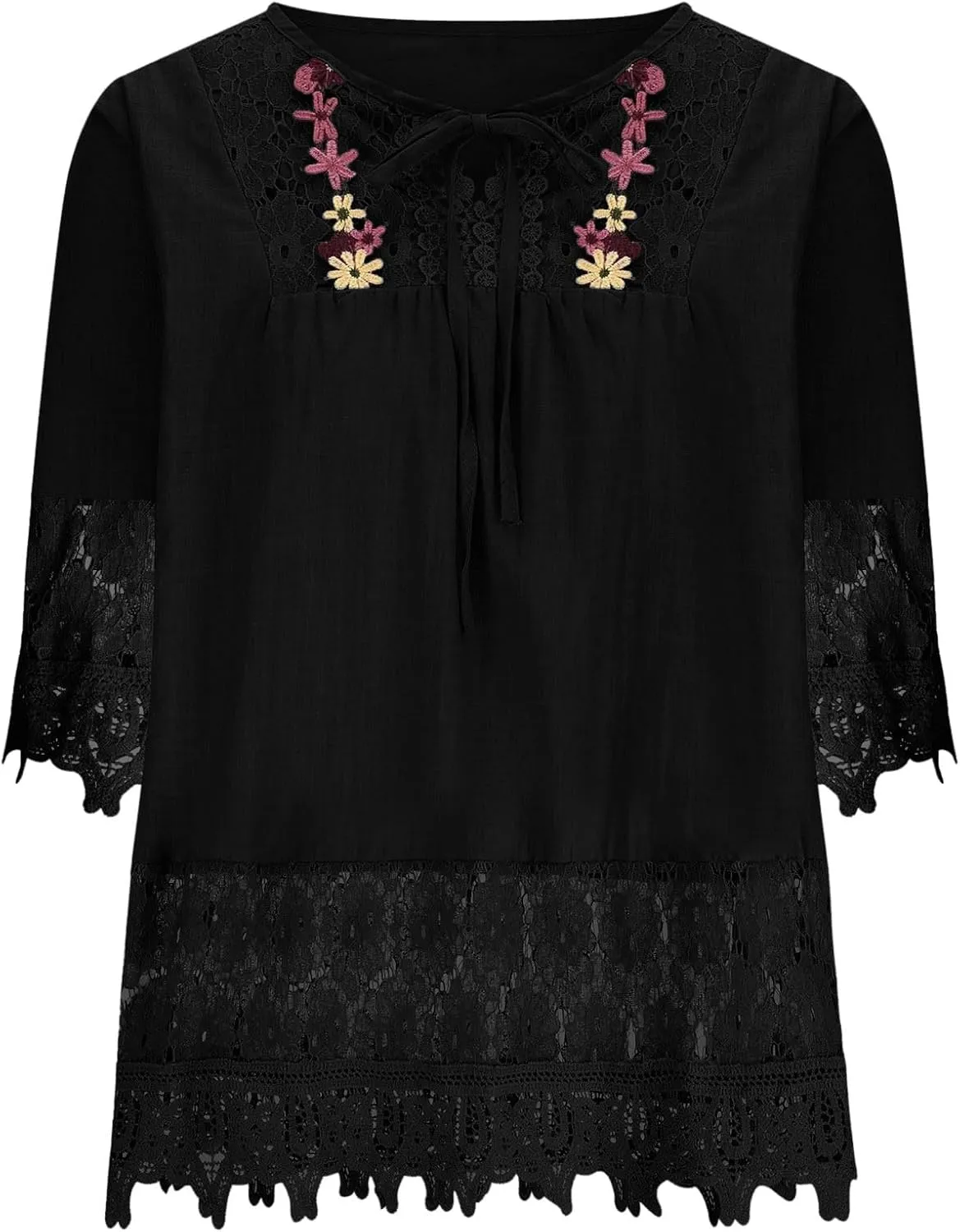 Women Short Sleeve Cotton Linen Shirt Casual V-Neck Oversized T-Shirt Floral Loose Fit Summer Tshirt