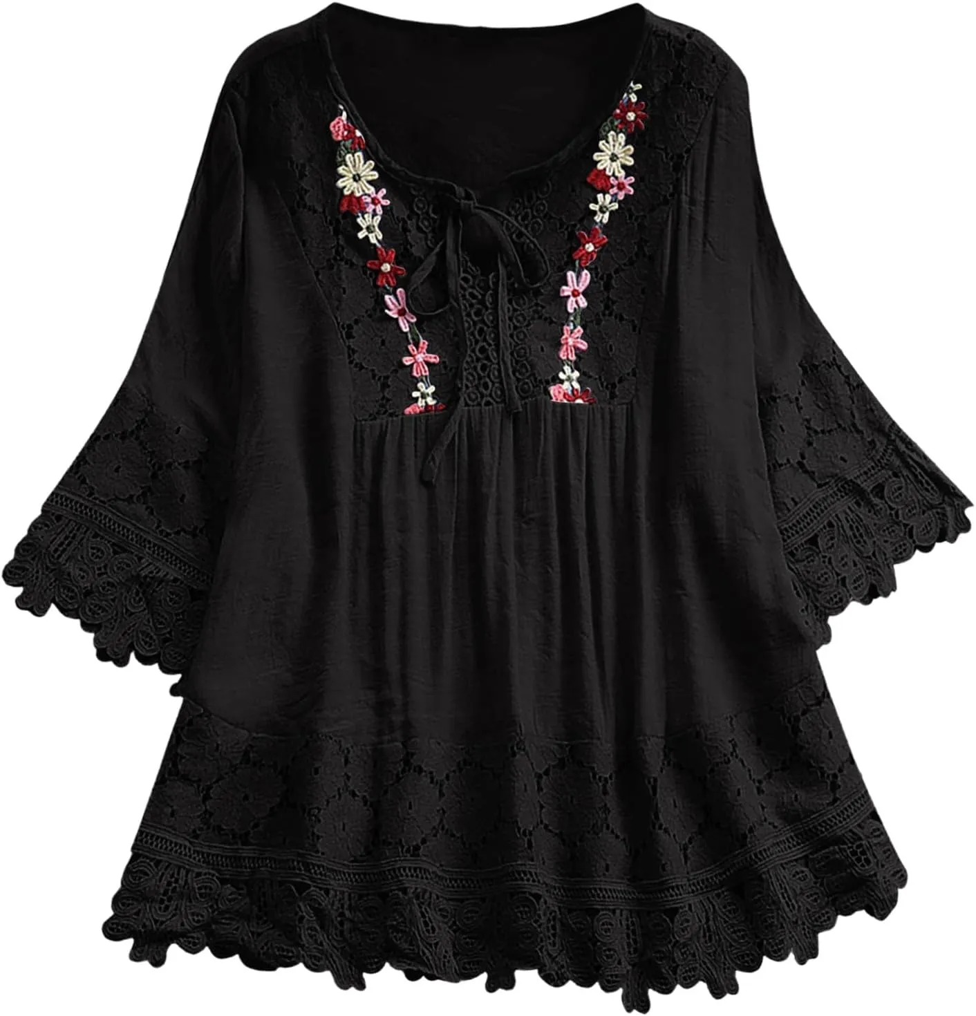 Women Short Sleeve Cotton Linen Shirt Casual V-Neck Oversized T-Shirt Floral Loose Fit Summer Tshirt