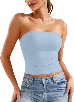 Women Y2K Strapless Backless Tube Top Double Lined Sleeveless Crop Tank 2025 Summer Clothes Going Out