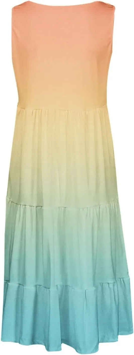Women's 2025 Summer Flowy Midi Dress Casual Sleeveless Crew Neck Sundresses Lightweight Boho Beach A-Line Dresses