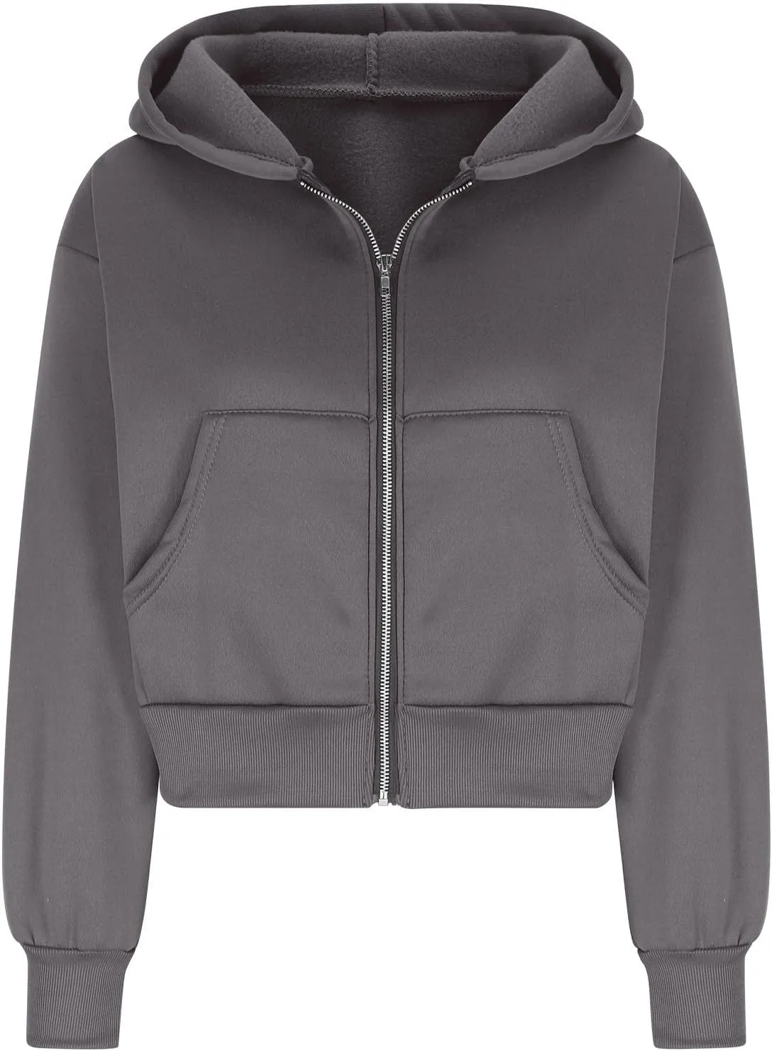 Women's Black Zip Up Hoodie Cropped Oversized Fleece Sweatshirt Hood Streetwear Jacket Fall 2024 Streetwear Daliy