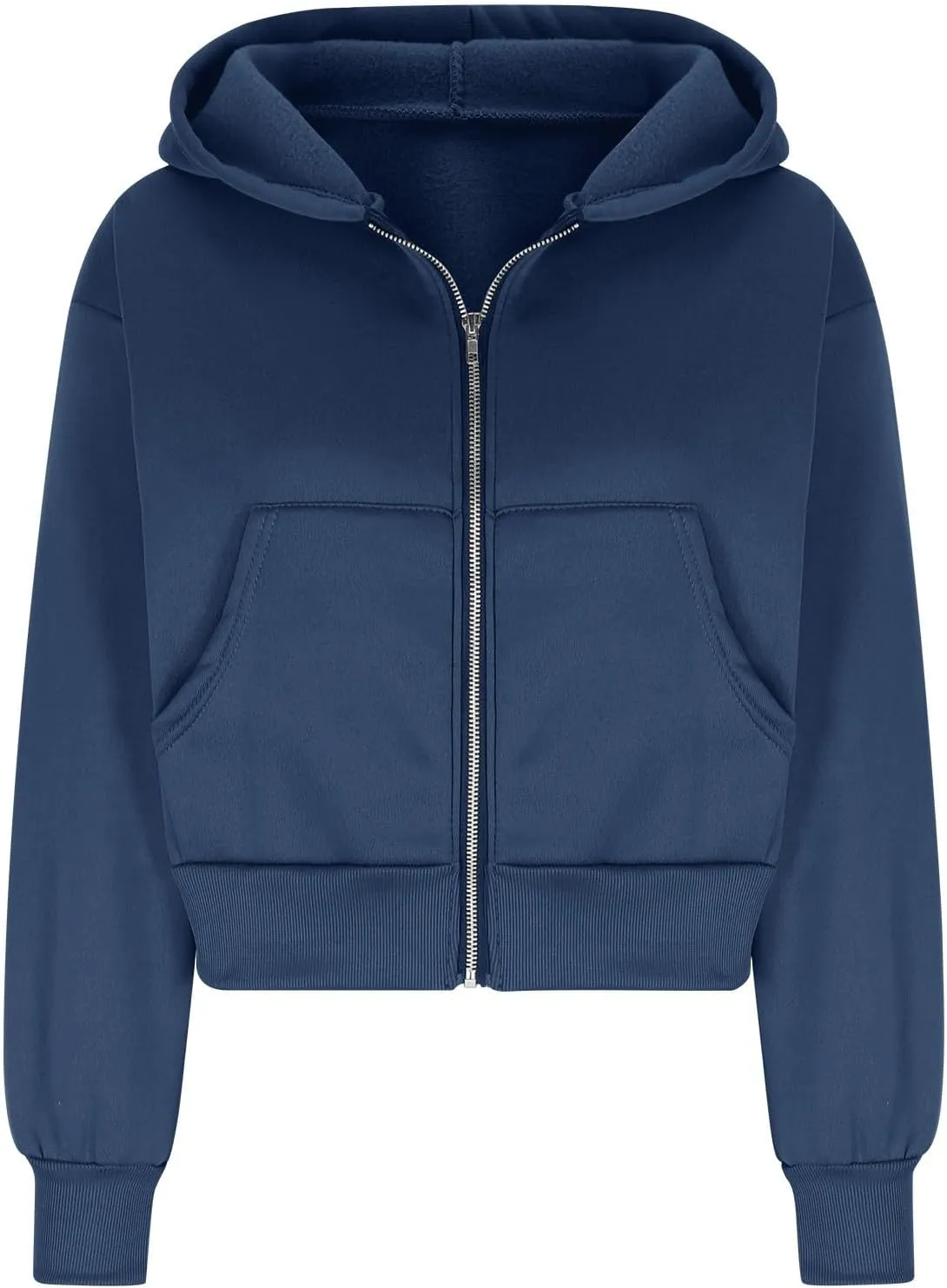 Women's Black Zip Up Hoodie Cropped Oversized Fleece Sweatshirt Hood Streetwear Jacket Fall 2024 Streetwear Daliy