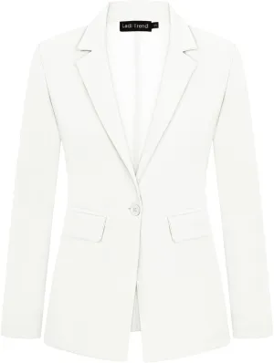 Womens Blazer One Button Jacket Suits Notched Lapel Casual Work Office Long Sleeve Blazer with Pockets