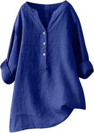 Womens Boho Linen Short Sleeve T-Shirt Summer Basic Casual Oversized Tunics Top Round Neck Loose Fit Tshirt