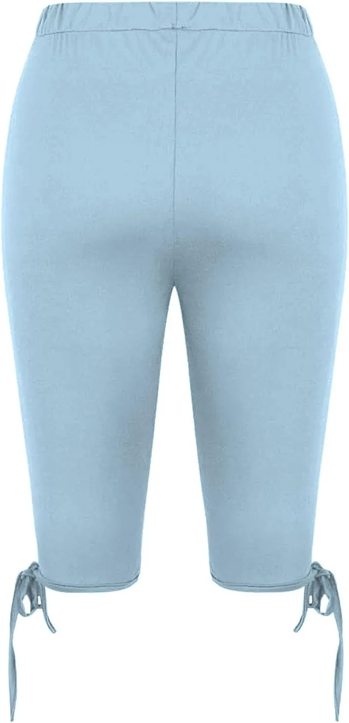 Womens Capris for Summer 2025 High Waist Yoga Pants Solid Color Comfy Stretchy Leggings Workout Compression Pants