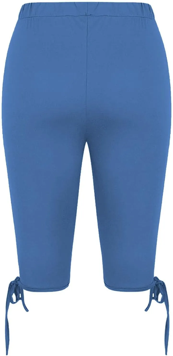 Womens Capris for Summer 2025 High Waist Yoga Pants Solid Color Comfy Stretchy Leggings Workout Compression Pants
