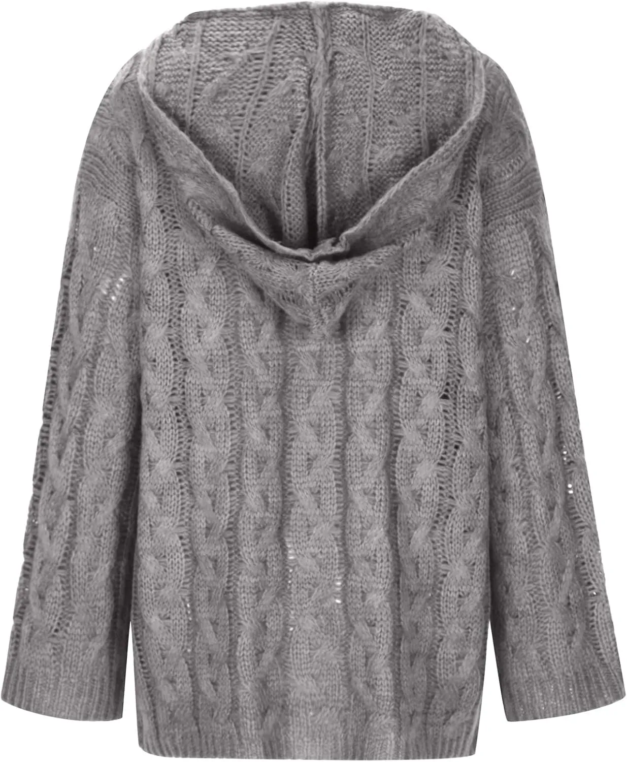 Women's Chunky Cable Knit V Neck Sweaters Fashion Hoodies Loose Casual Solid Long Sleeve Hooded Pullover Jumper Top