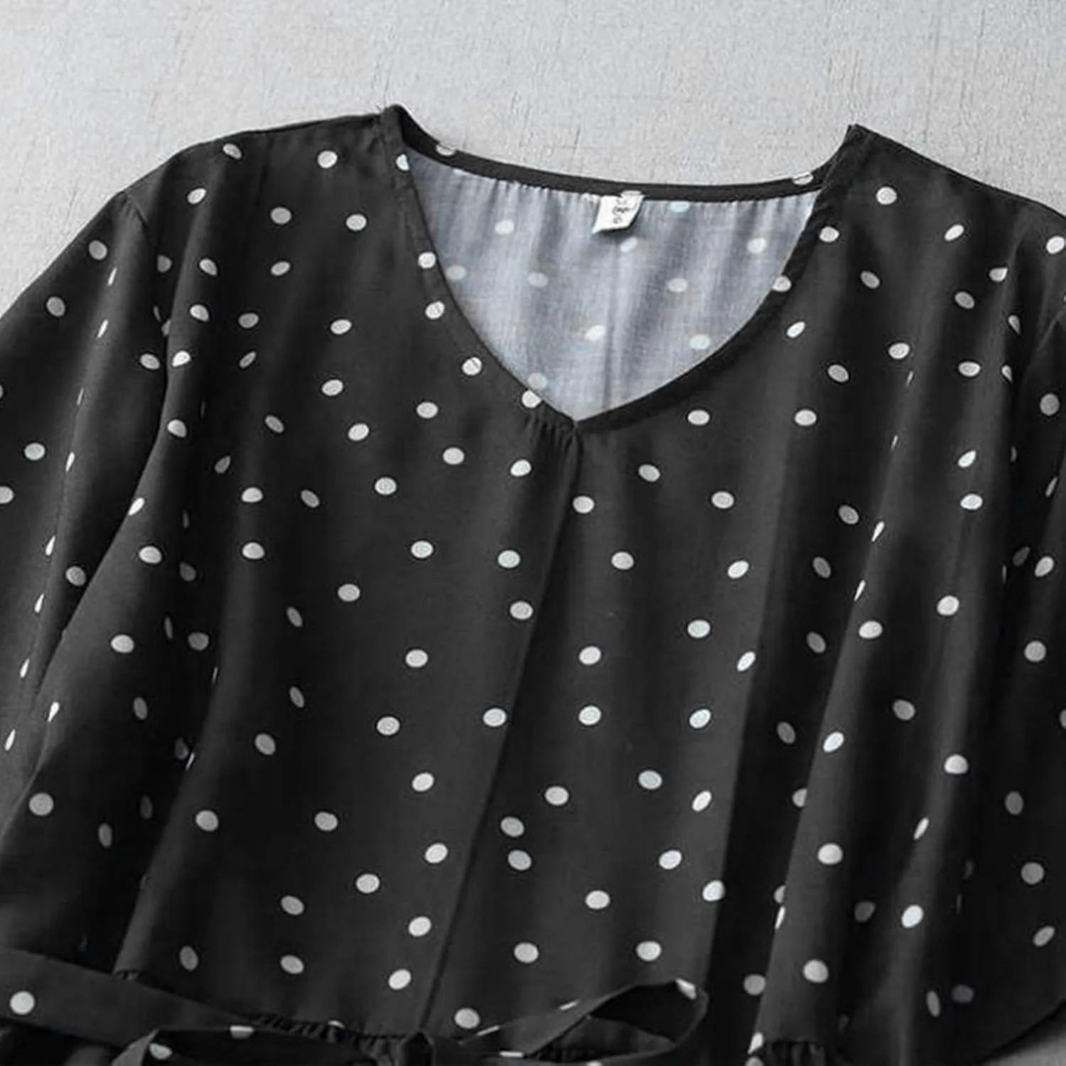 Womens Cotton Linen Dresses Summer Short Sleeve Polka Dot A Line Dresses Flowy Summer Vacation Clothes