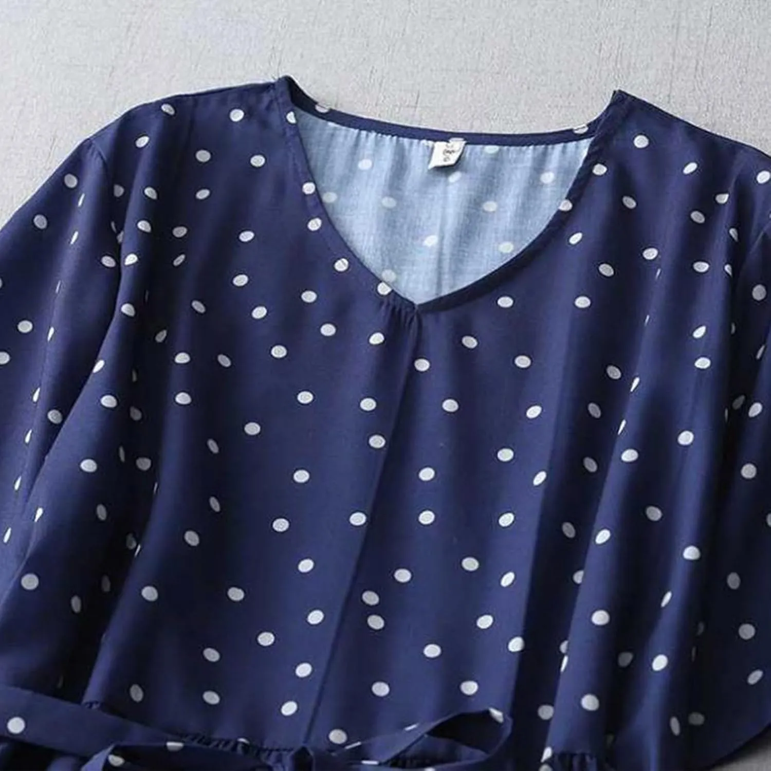 Womens Cotton Linen Dresses Summer Short Sleeve Polka Dot A Line Dresses Flowy Summer Vacation Clothes