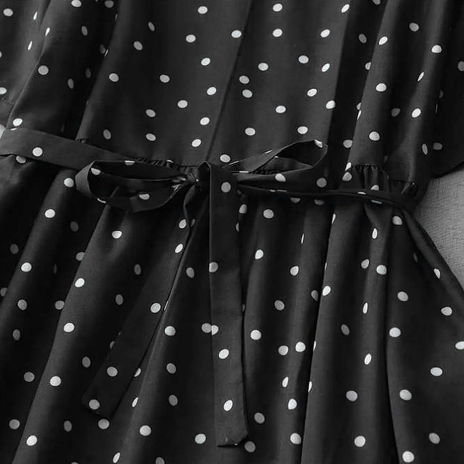 Womens Cotton Linen Dresses Summer Short Sleeve Polka Dot A Line Dresses Flowy Summer Vacation Clothes