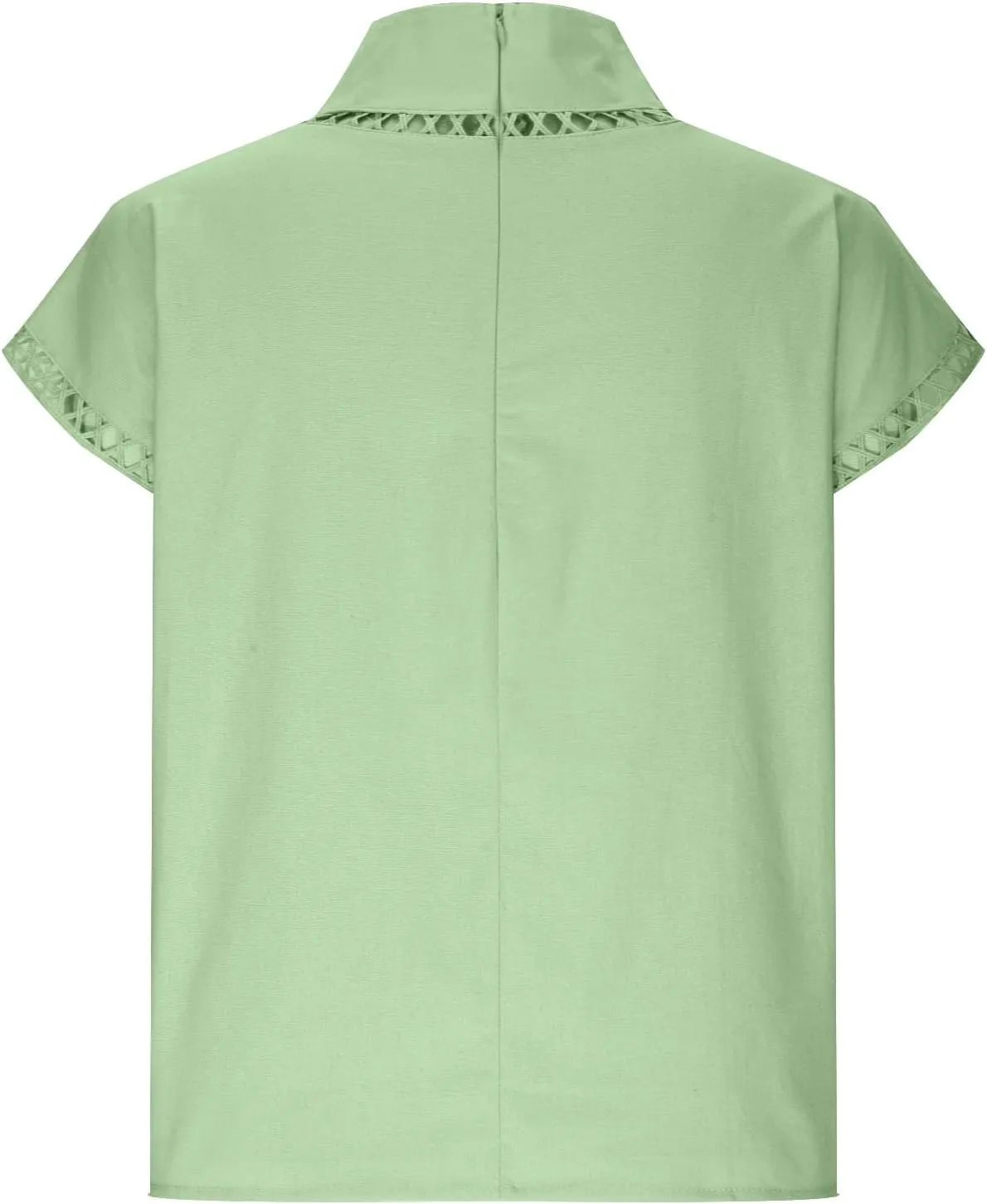 Womens Cotton Linen Tops Temperament Flying Sleeve Shirts High Round Neck Basic Summer Loose Fit Blouse Tees T-Shirt