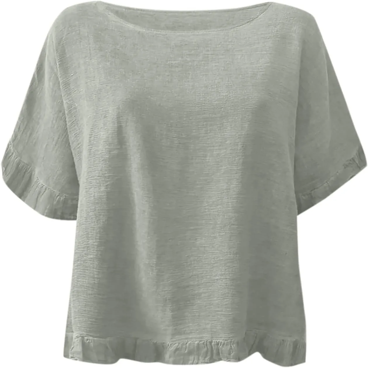 Womens Cotton Tops High Neck Cap Sleeve Shirt Comfy Business Work Blouses Tunic Tops Loose Fit Pullover Summer Outfits