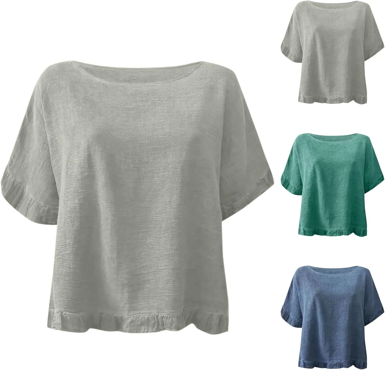 Womens Cotton Tops High Neck Cap Sleeve Shirt Comfy Business Work Blouses Tunic Tops Loose Fit Pullover Summer Outfits