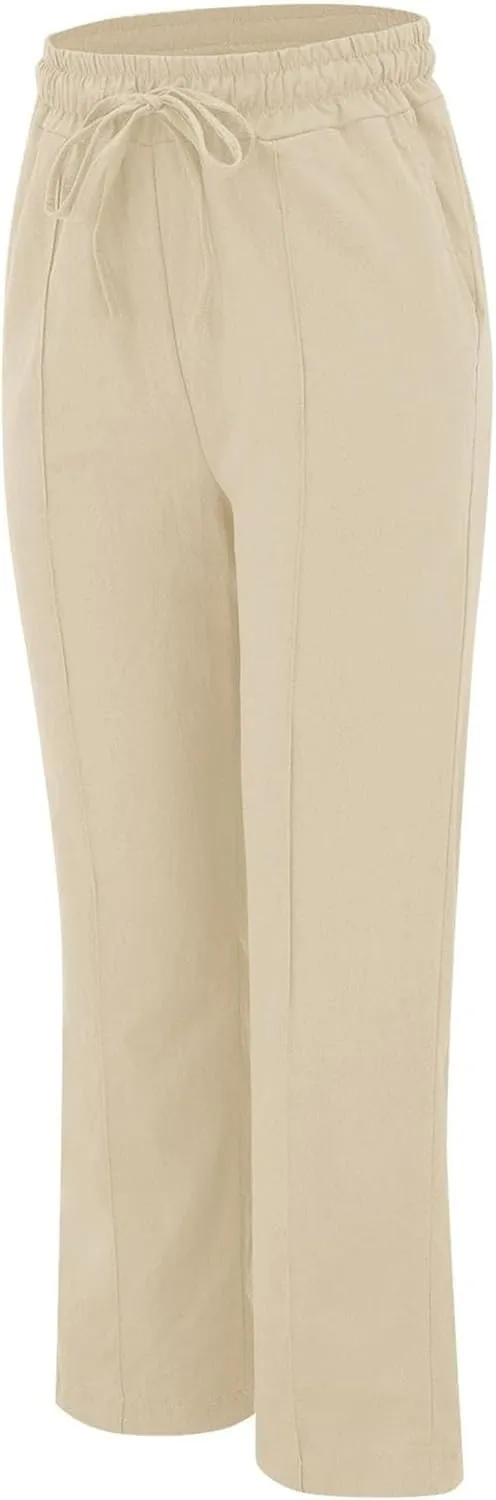 Women's Fresh Solid Color High Waist Trousers Temperament Simple Fashion Pant Personalized Wide-Leg Straight Trousers