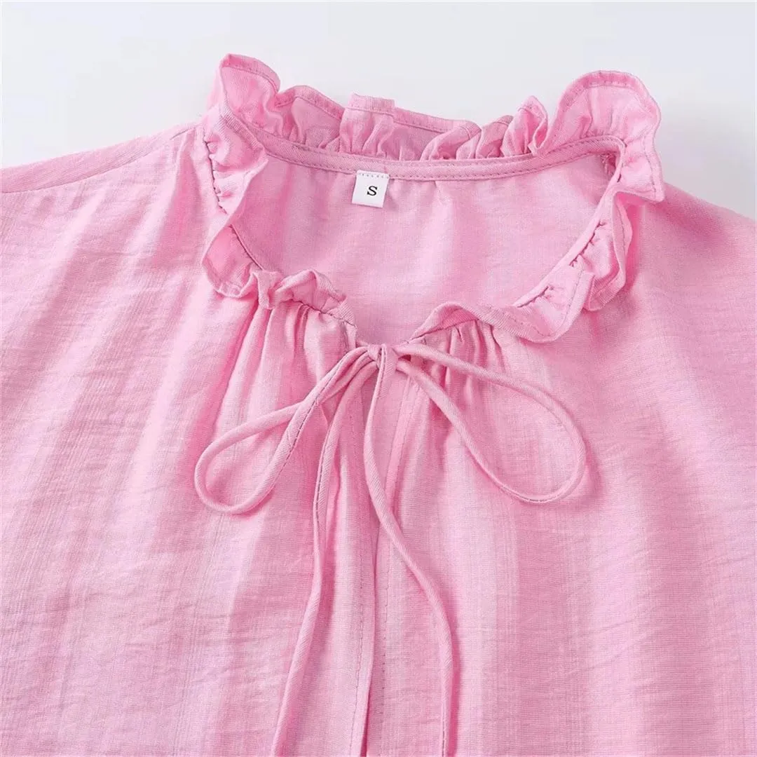 Women's Loose Pullover Shirt Lace Collar Long Sleeve Casual Top Layered Decoration Relaxed Fit Blouse